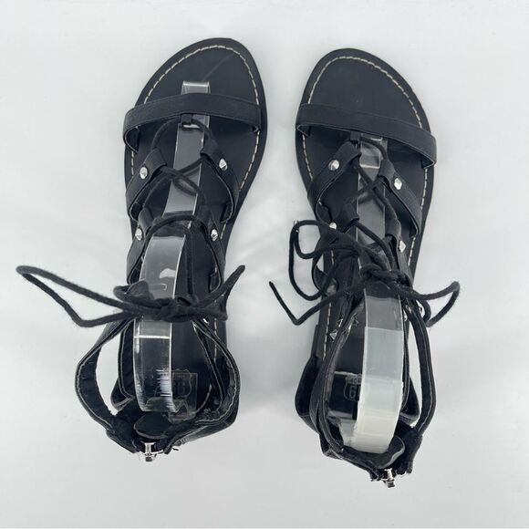 Route 66 Women’s Black Faux Leather Strappy Lace Up Gladiator Sandals Size 8 - Picture 4 of 12